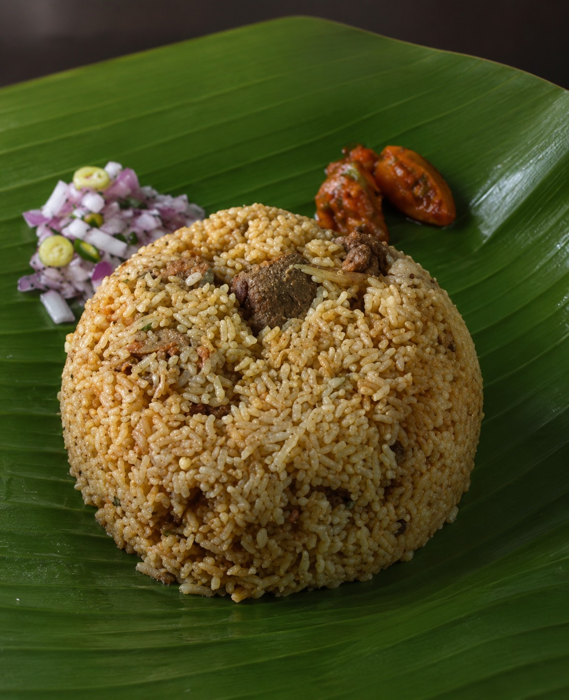 Rawuther mutton biriyani served with salna gravy