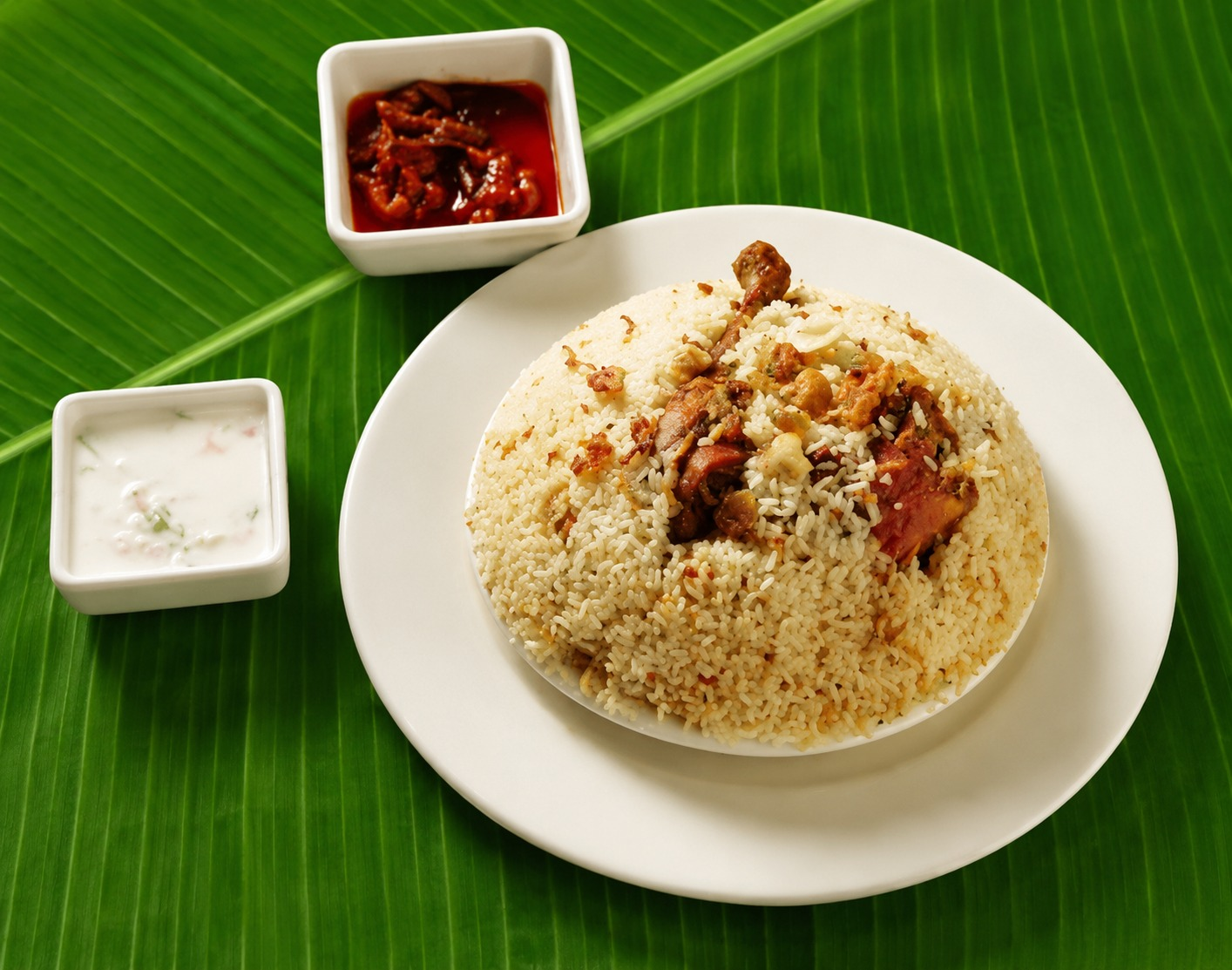Thalassery chicken biriyani with ritha salad